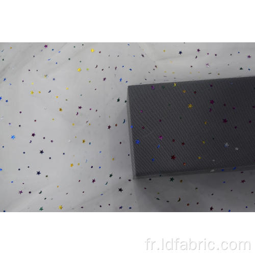 Tissu de maille 100% polyester à motif étoile et lune